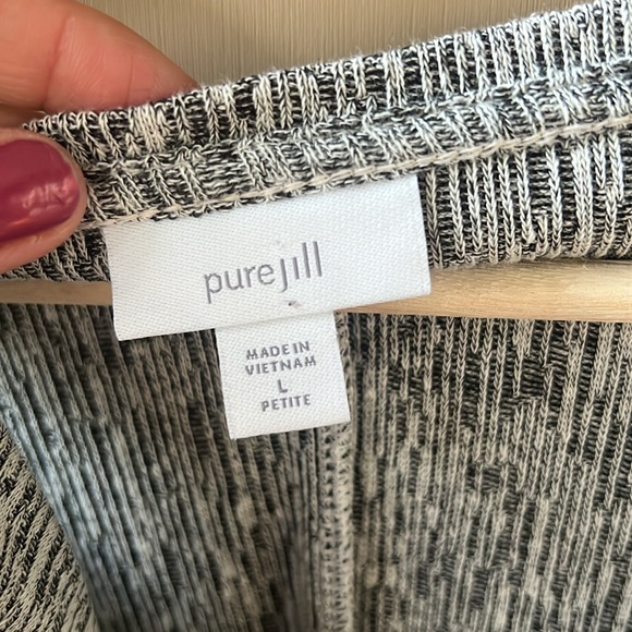 J.Jill Pure Jill Sz L Petite Textured Gray Linen Blend Knit Tunic Top Lagenlook - Picture 3 of 7